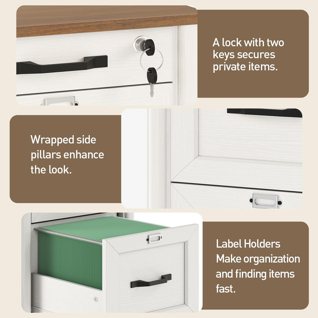 3 Drawer File Cabinet with Lock Set of 2 V101