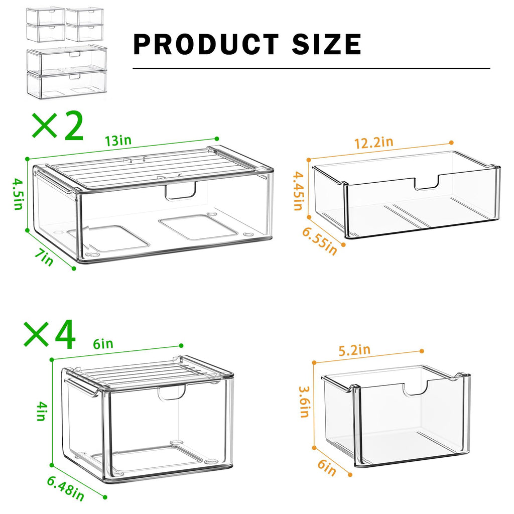 Acrylic Stackable Storage Drawers 6-Pack H3826