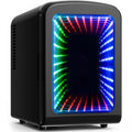 4L Mini Fridge with LED Light, 6-Can Portable Refrigerator, Black L168066