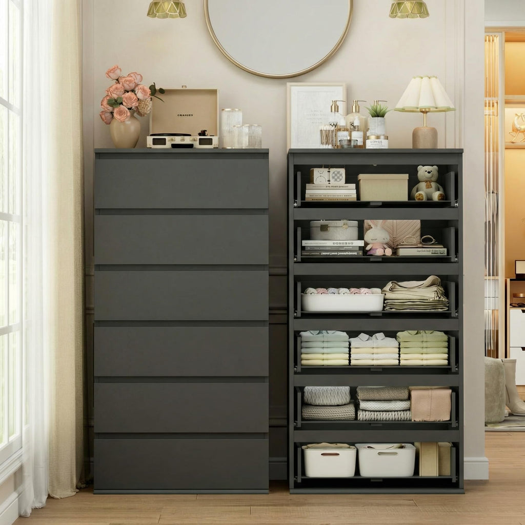 Black 6 Drawer Dresser U875