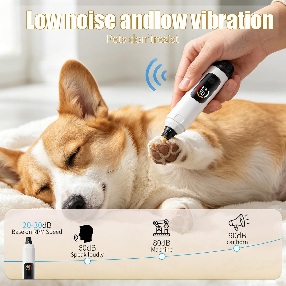 Dog Nail Grinder with LCD Screen, 6 Speeds, 4 Grinding Heads B47705