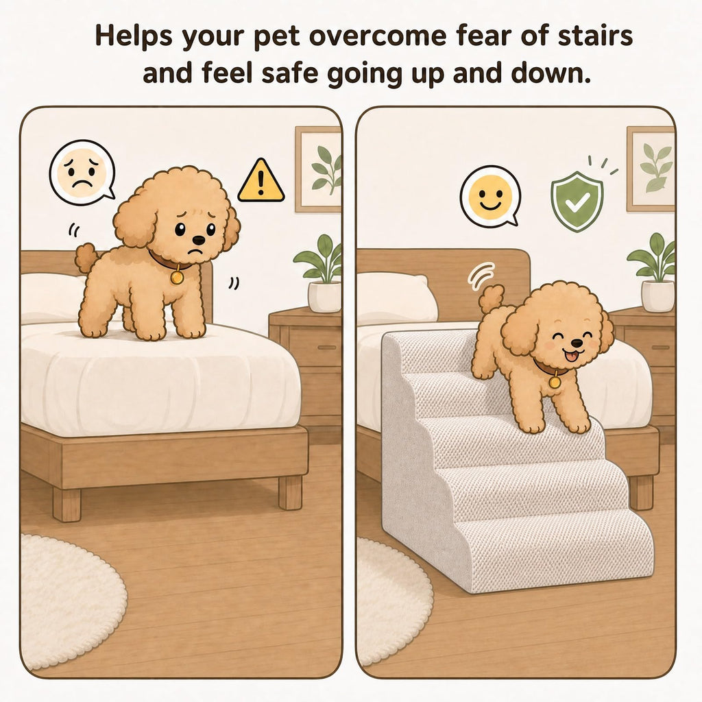 Dog Ramp, Pet Ramp, Dog Stairs, Non-Slip Ladder, 5-Step, Gray X96100
