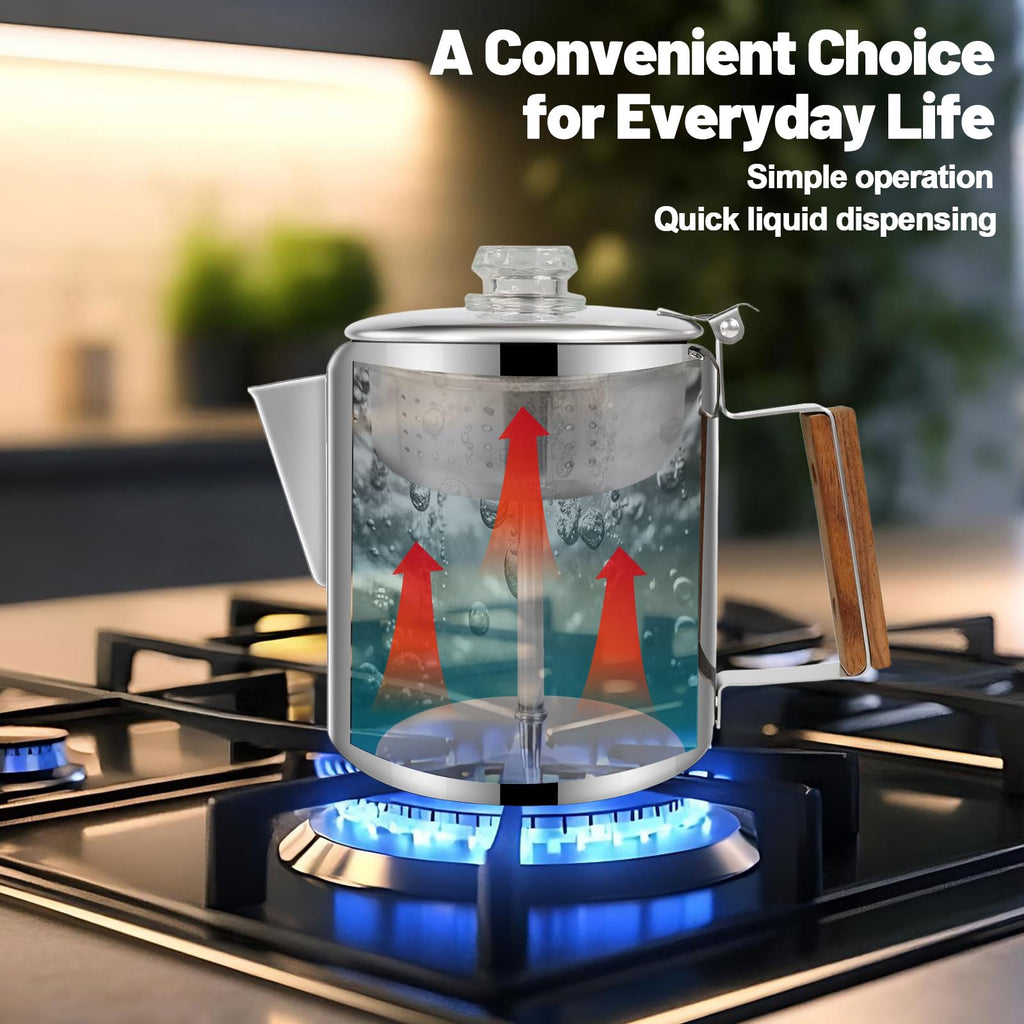 12 Cup Stainless Steel Stovetop Percolator Coffee Pot 2200ml D92199