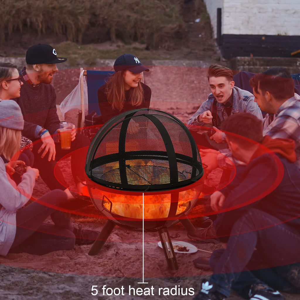 Black Round Fire Pit with BBQ Grill I8013