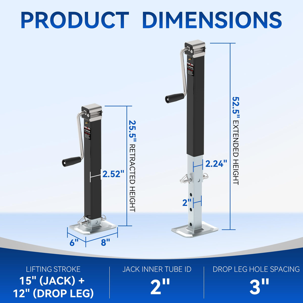 15" Lift Heavy Duty Weld On Trailer Jack M4130