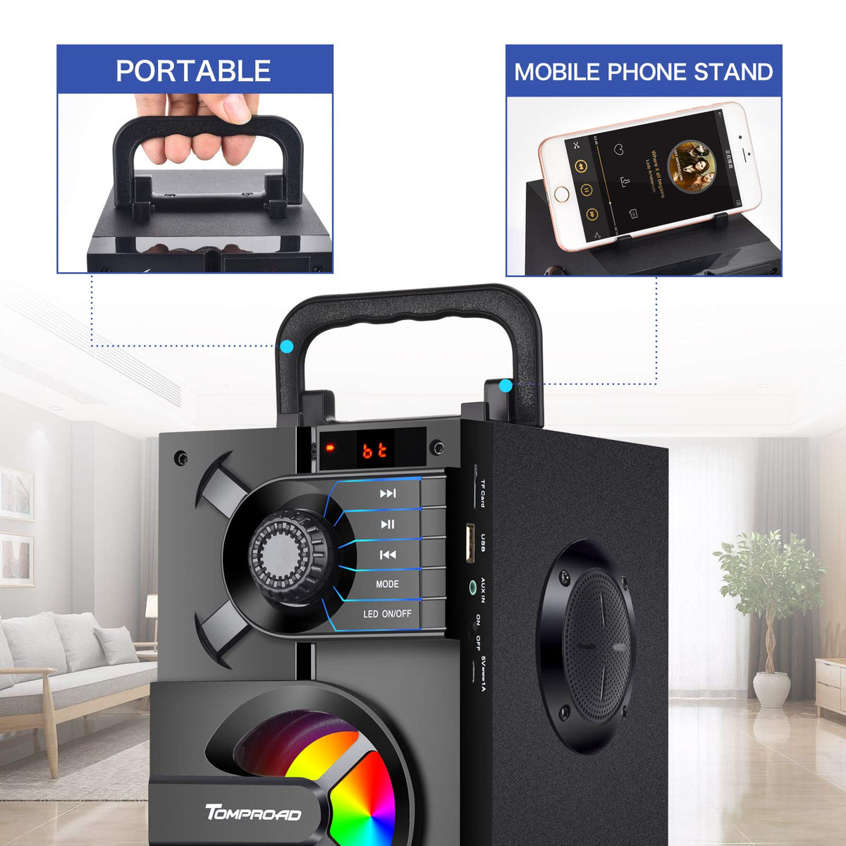 Portable Bluetooth Speaker with Subwoofer X77825