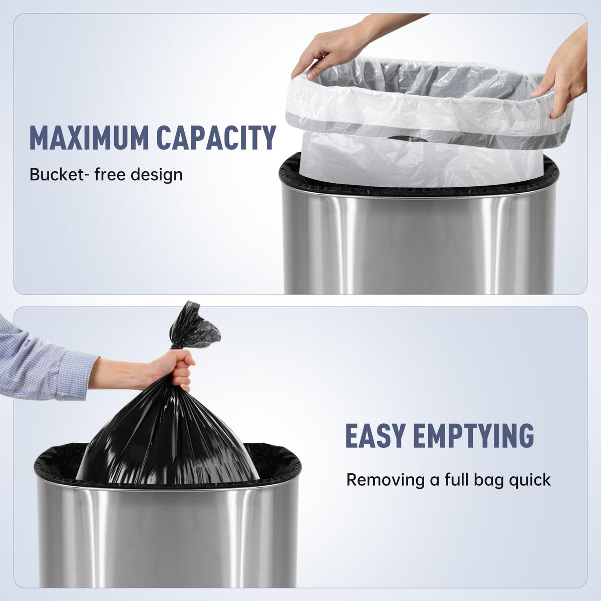 13 Gallon Touch-Free Motion Sensor Stainless-Steel Trash Can T9868