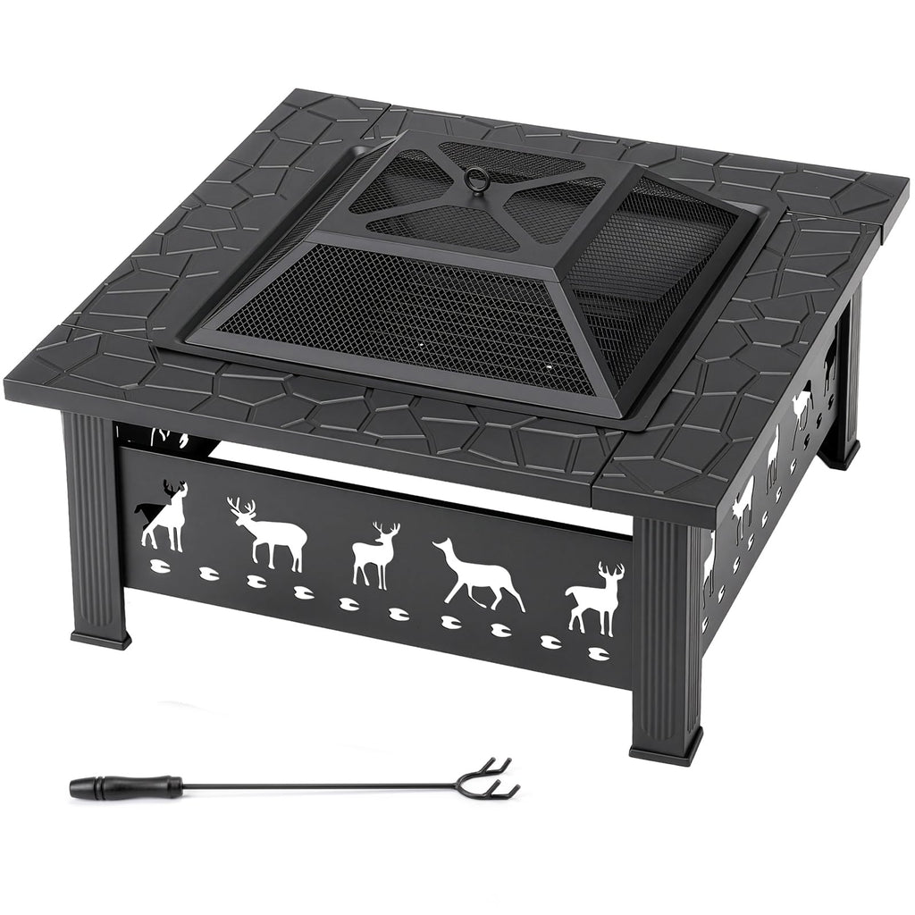 32 Inch Square Outdoor Fire Pit Table Q32707