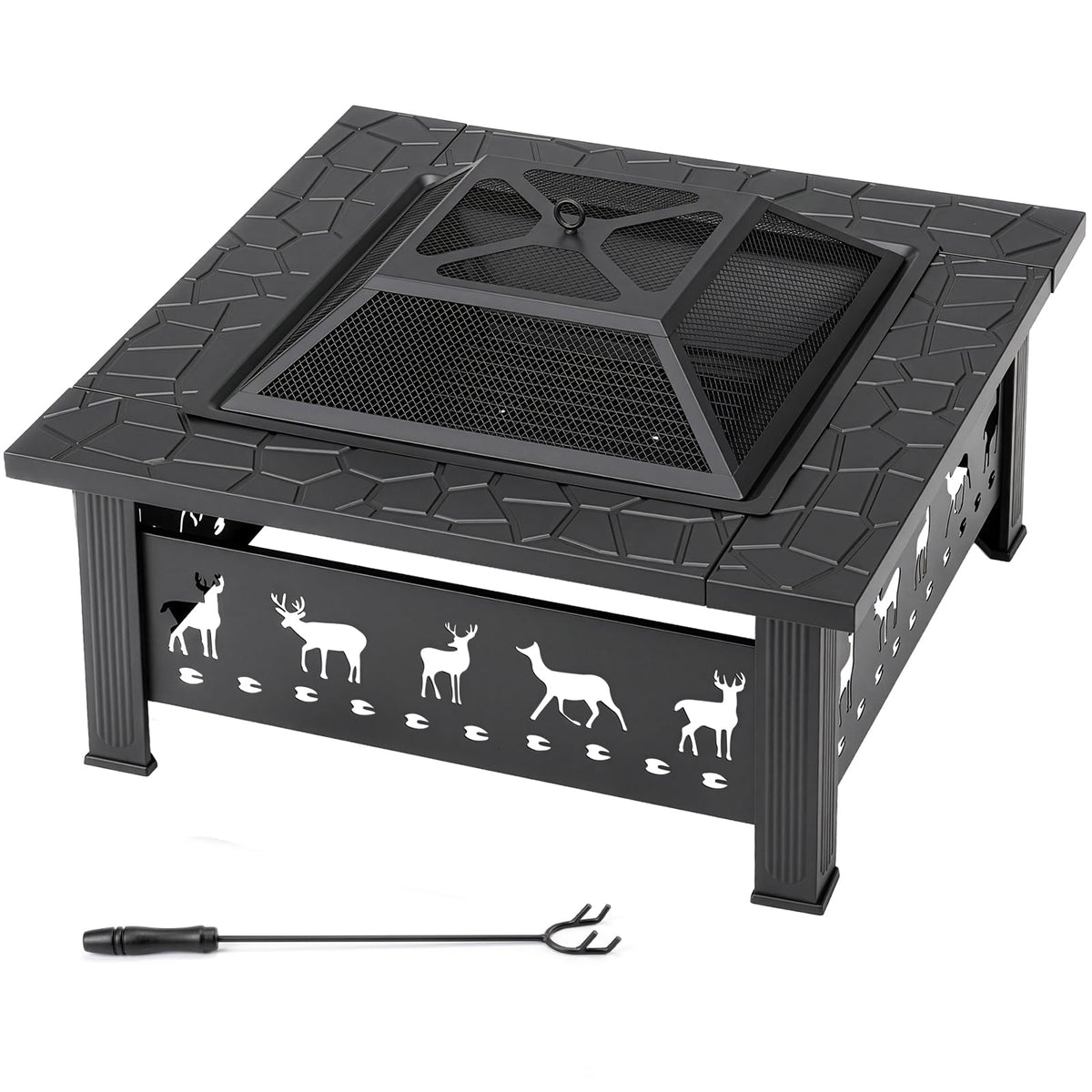32 Inch Square Outdoor Fire Pit Table Q32707