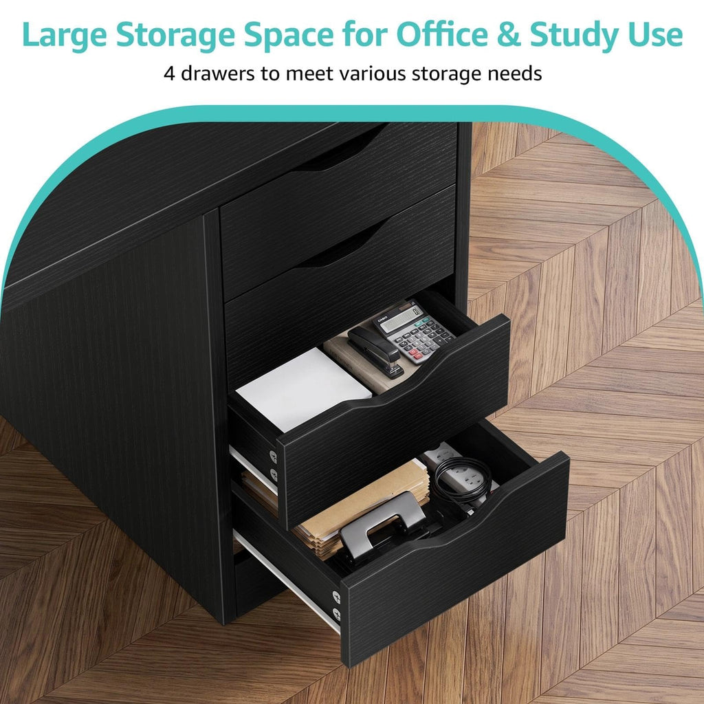 Black Computer Desk with Drawers B610134