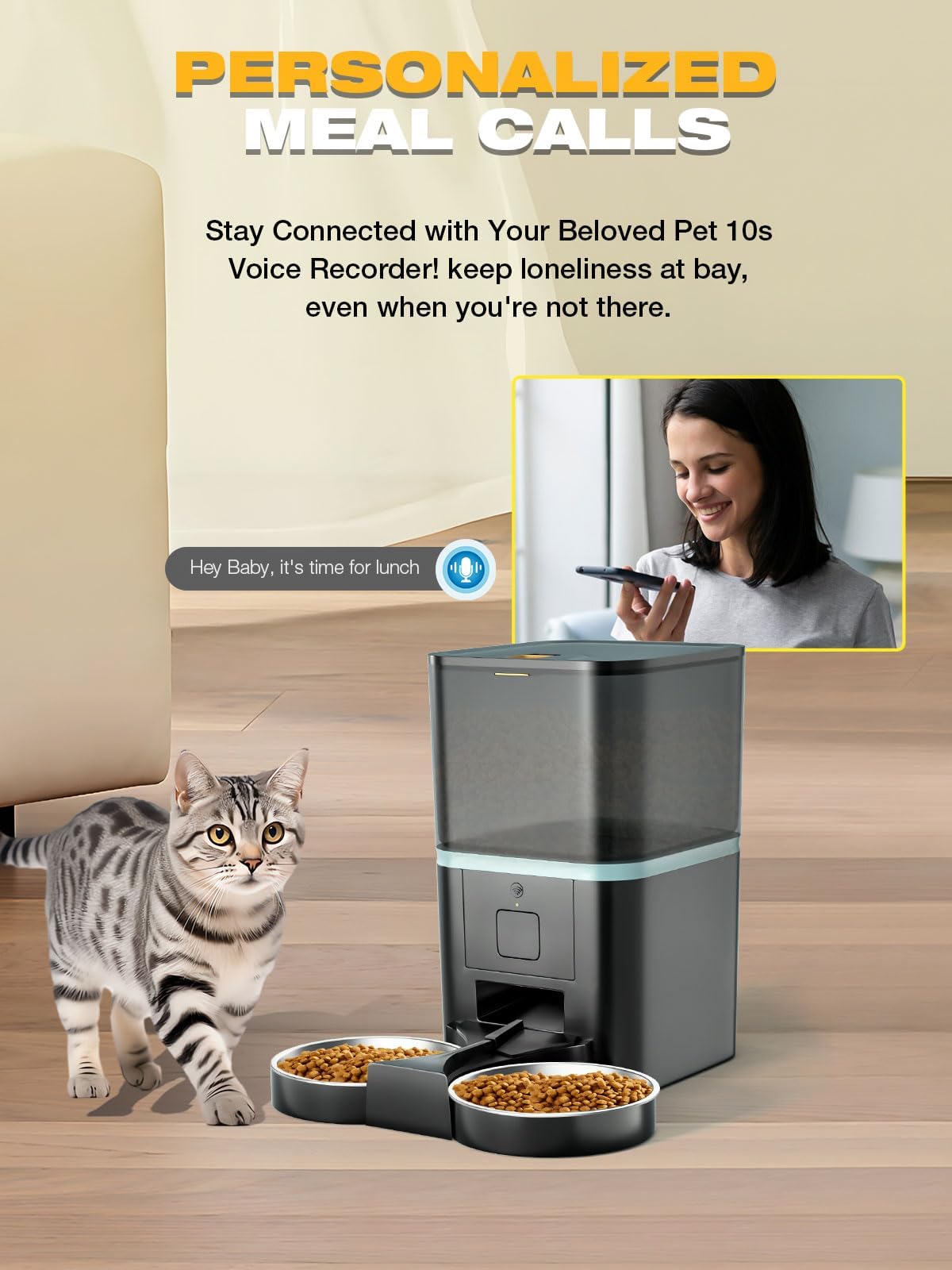 Automatic WiFi App Control Cat Feeder with Stainless Steel Bowl X6442