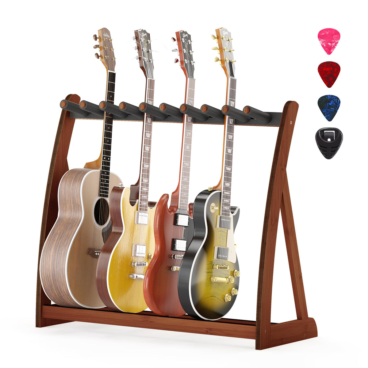 Foldable Adjustable Guitar Stand Rack with No-Slip Non-Scratch Padding W91748