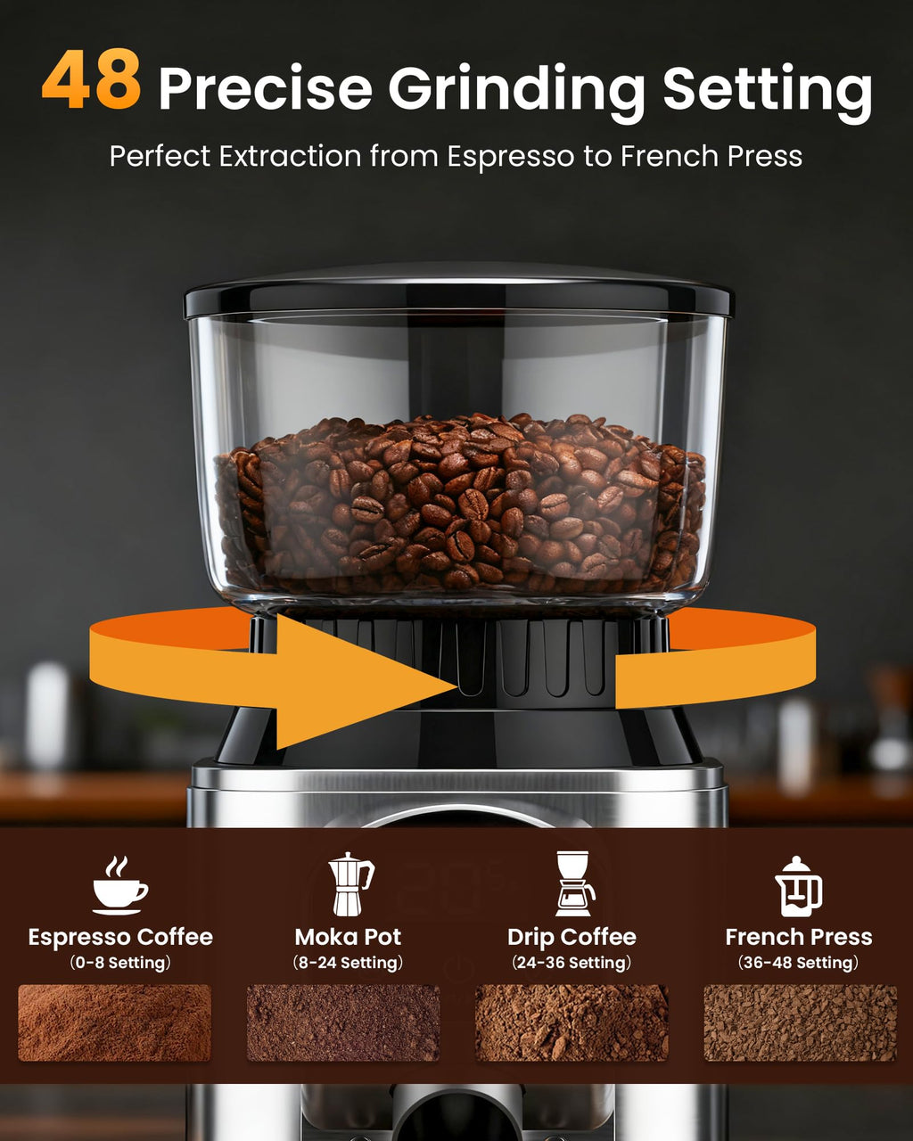 Electric Conical Burr Coffee Grinder E15693