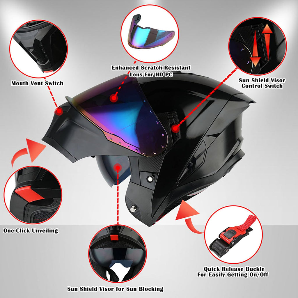 Modular Flip up Dual Visor Full Face Motorcycle Helmet V70740