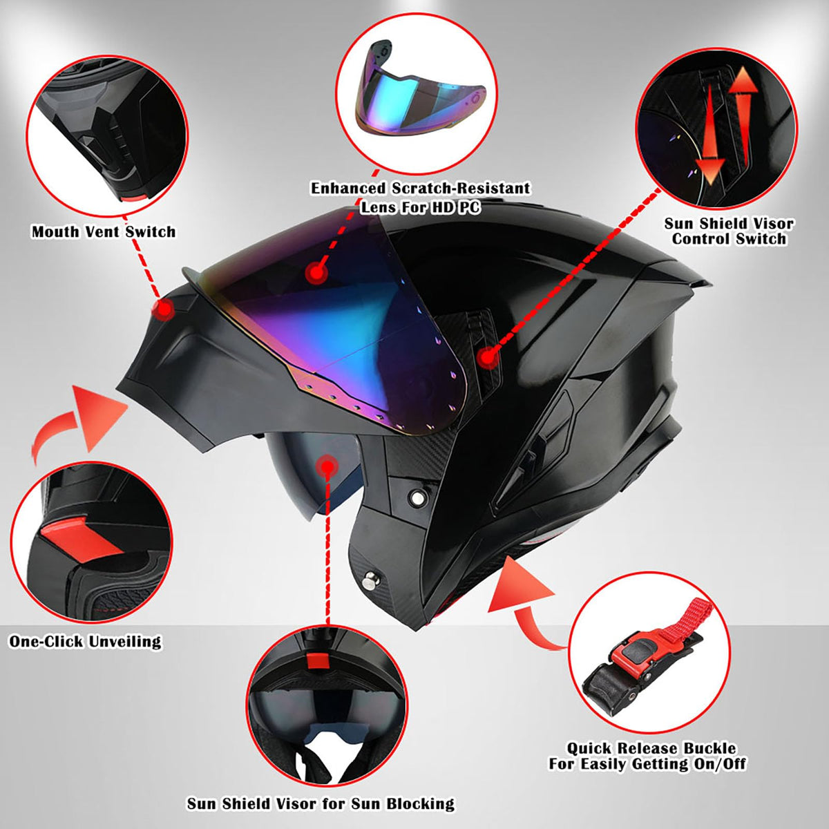 Modular Flip up Dual Visor Full Face Motorcycle Helmet V70740