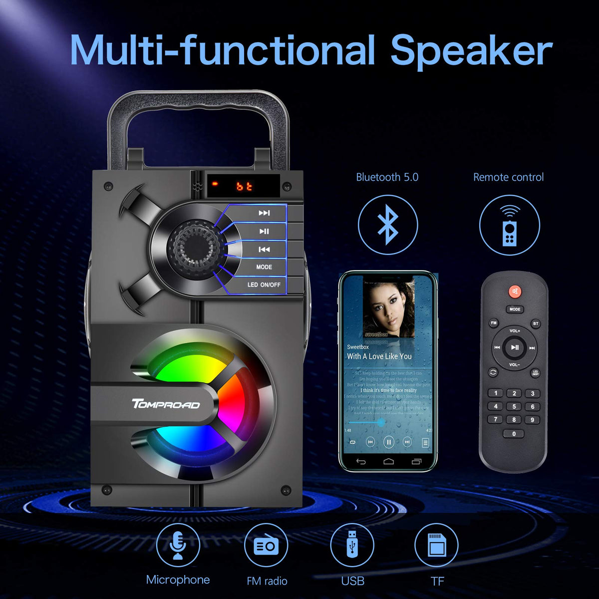 Portable Bluetooth Speaker with Subwoofer X77825