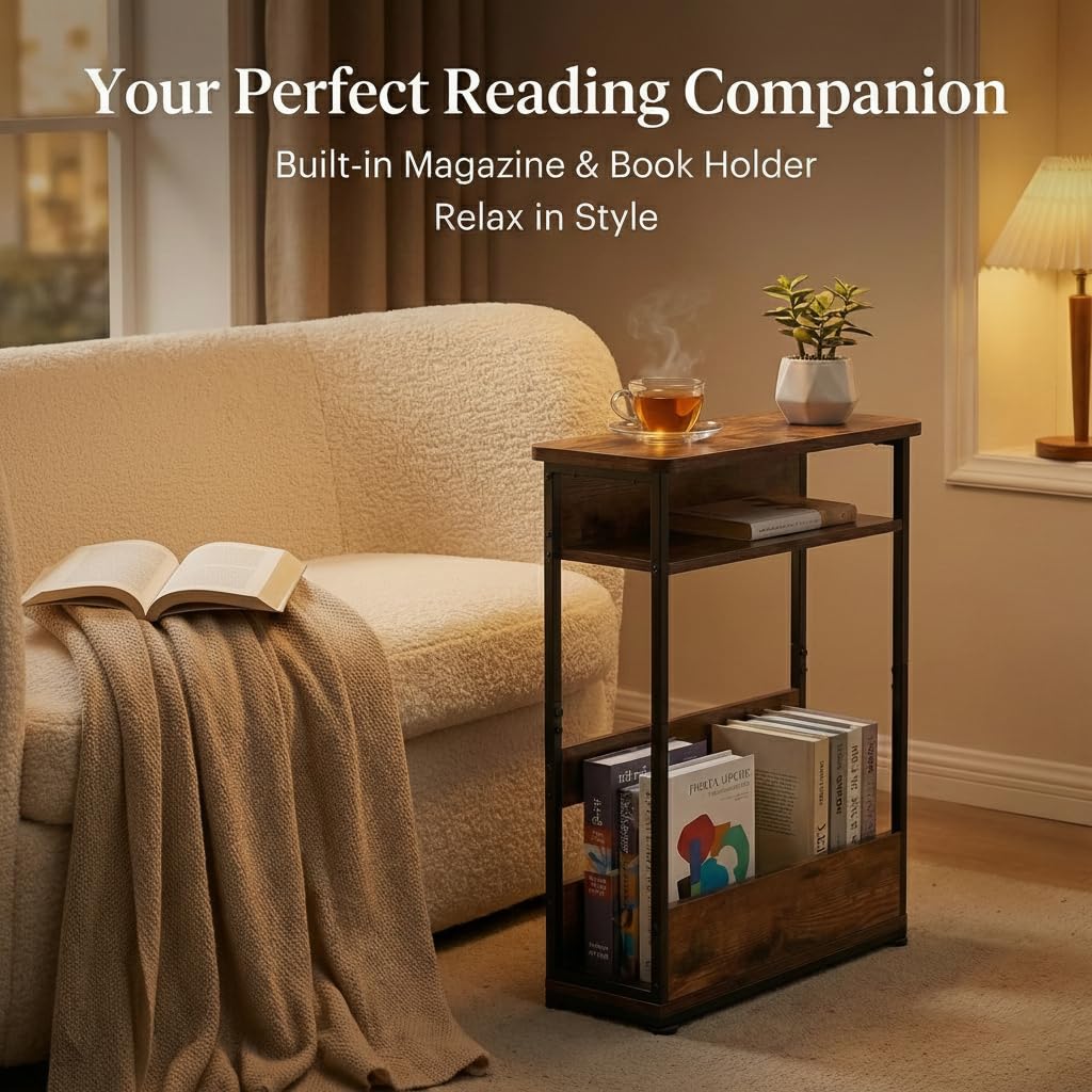 3-Tier Narrow Side Table with Storage Shelf Q270