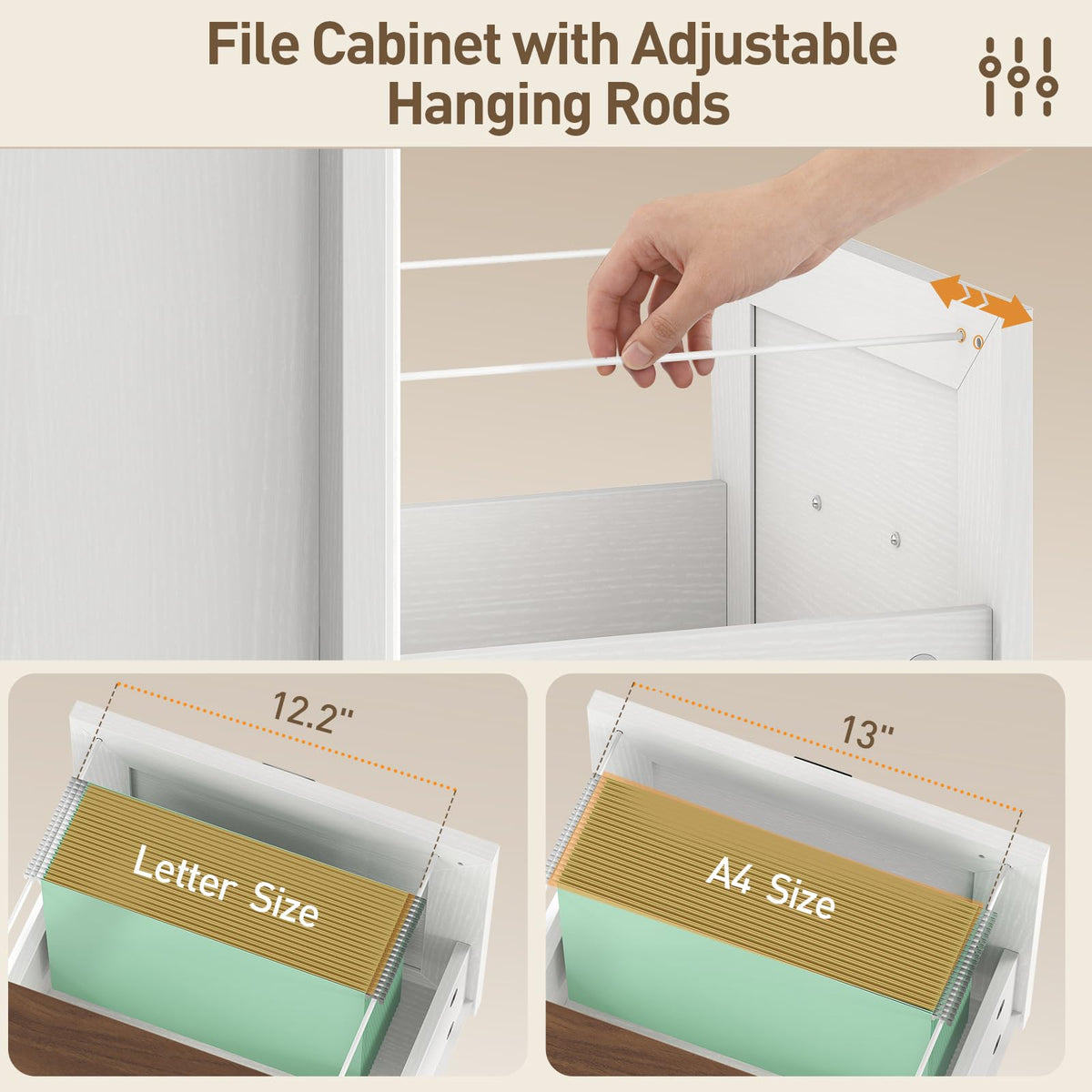 3 Drawer File Cabinet with Lock Set of 2 V101
