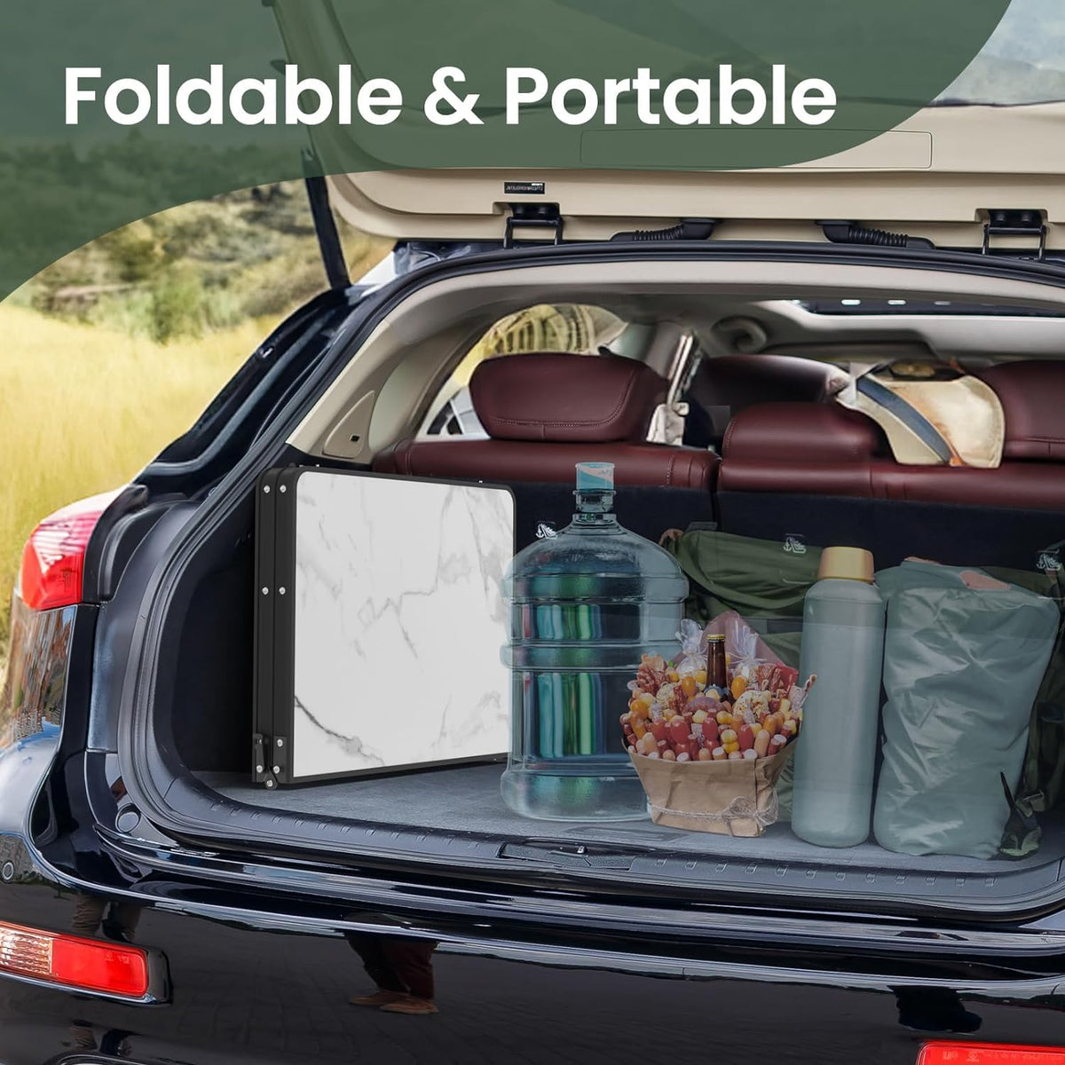 Folding Camping Table 3ft Aluminum with Side Racks & Storage Net E611