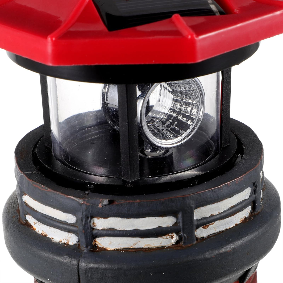 Solar Lighthouse Statue with LED Light 14.76 Inch Red K33371
