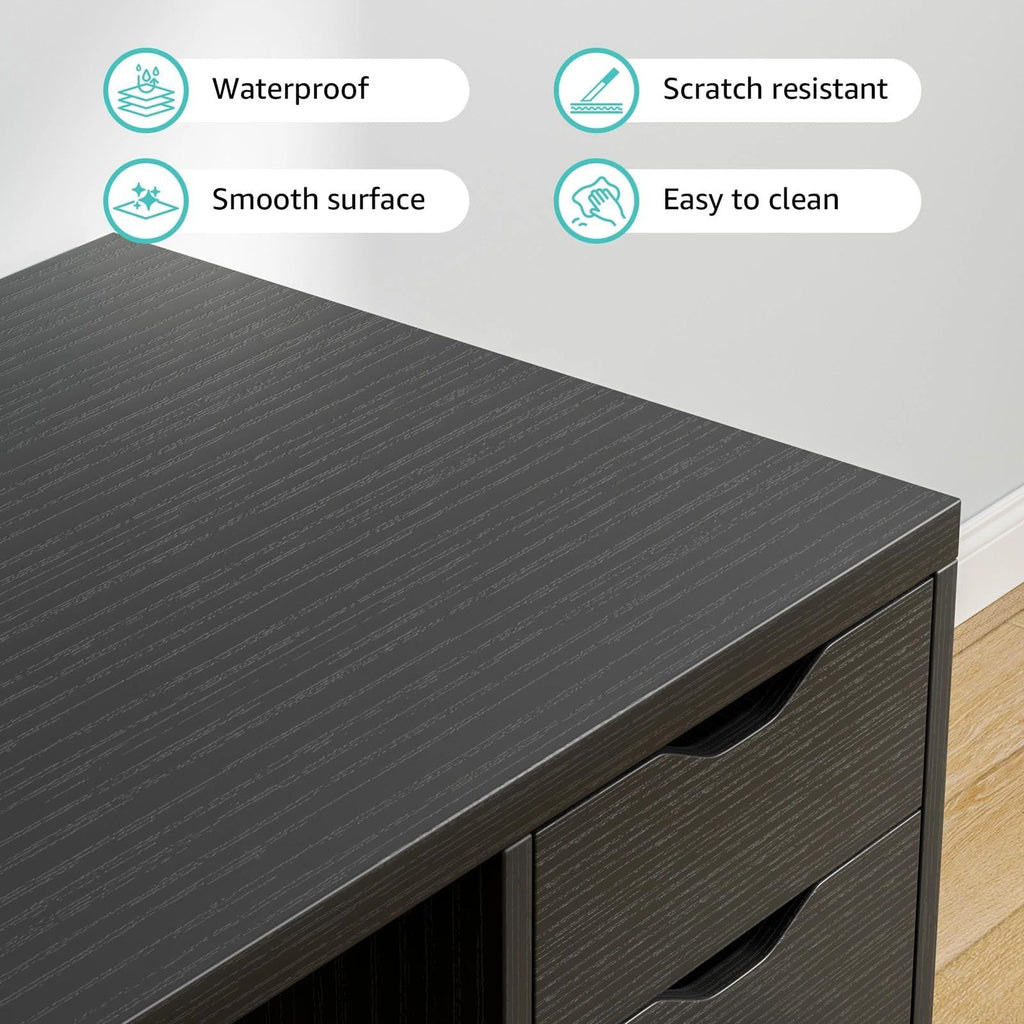 Black Computer Desk with Drawers B610134