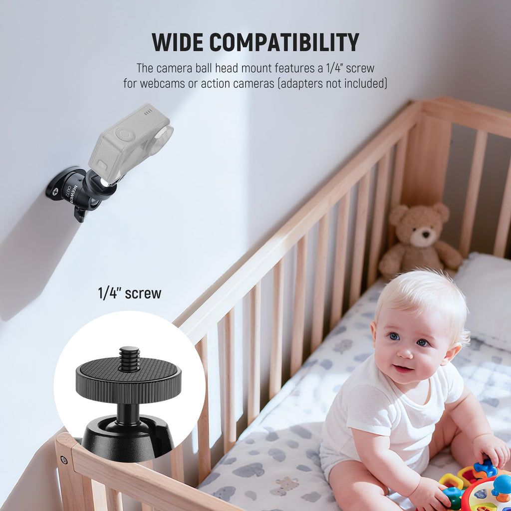 Webcam Wall Ceiling Mount Bracket, Aluminum Alloy Mini Ball Head V992