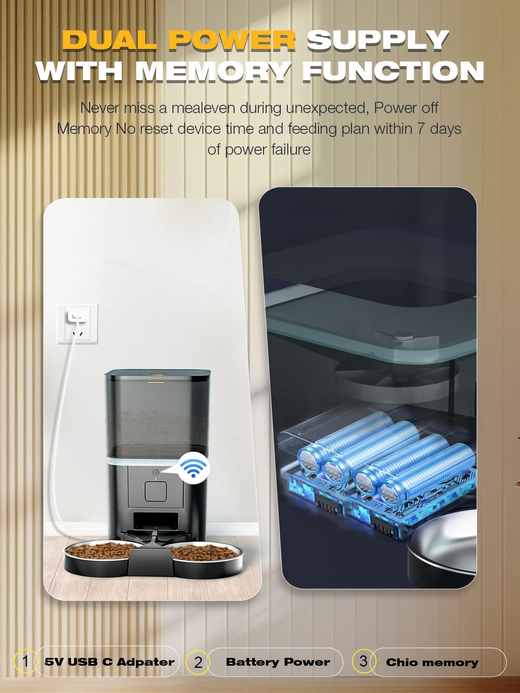 Automatic WiFi App Control Cat Feeder with Stainless Steel Bowl X6442