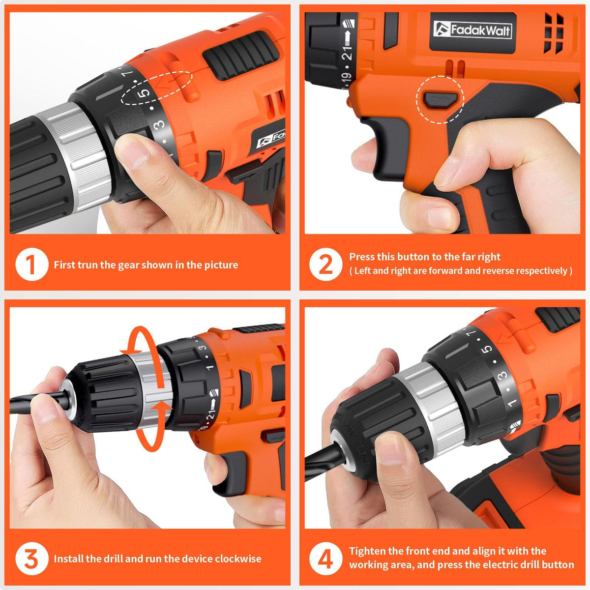 Cordless Drill Set 20V with Battery And Charger F729