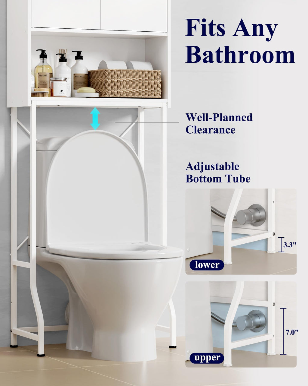 Over Toilet Storage Cabinet with Adjustable Shelf H3056