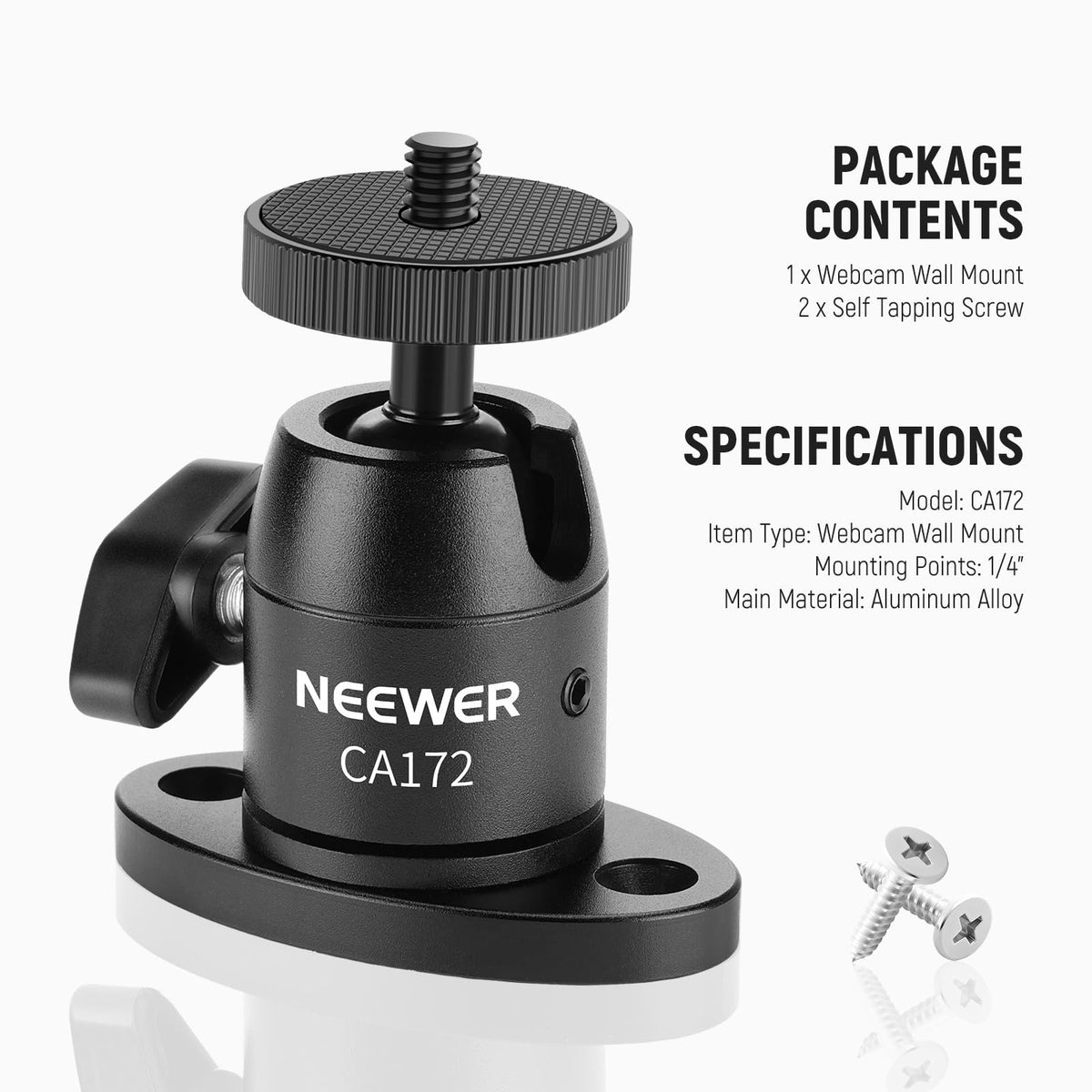Webcam Wall Ceiling Mount Bracket, Aluminum Alloy Mini Ball Head V992