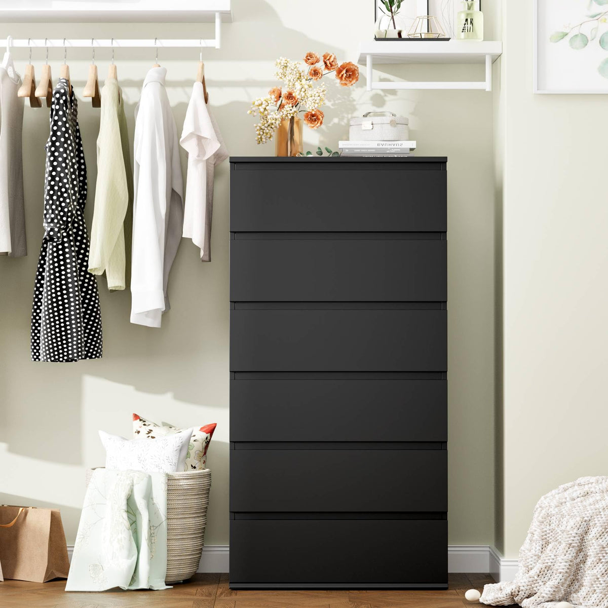 Black 6 Drawer Dresser U875