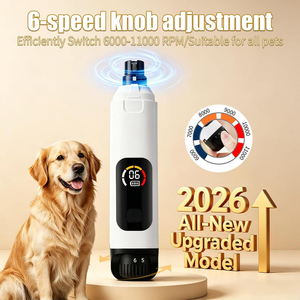 Dog Nail Grinder with LCD Screen, 6 Speeds, 4 Grinding Heads B47705