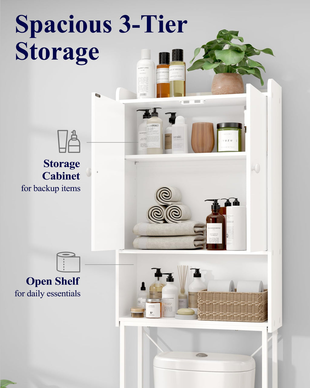 Over Toilet Storage Cabinet with Adjustable Shelf H3056