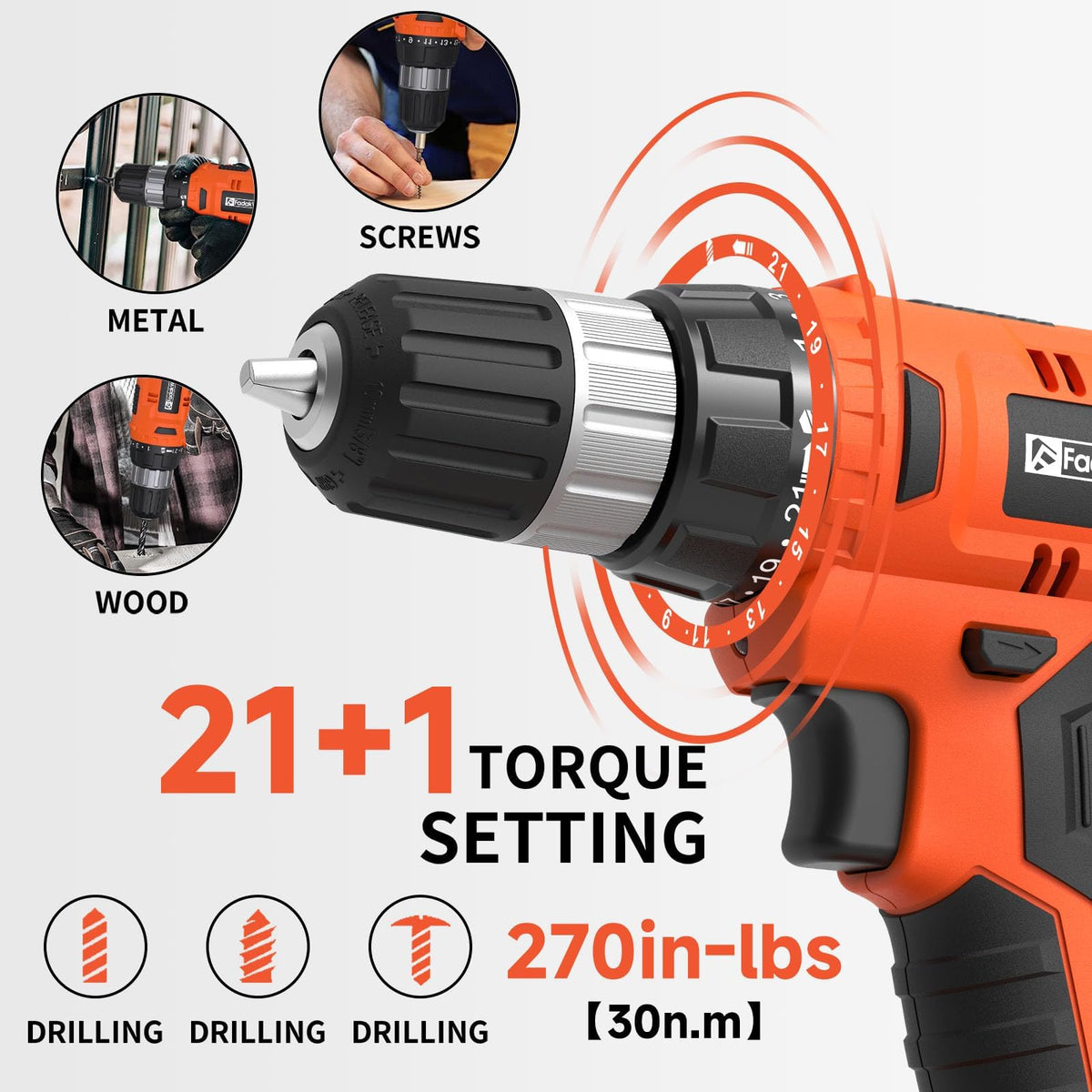 Cordless Drill Set 20V with Battery And Charger F729