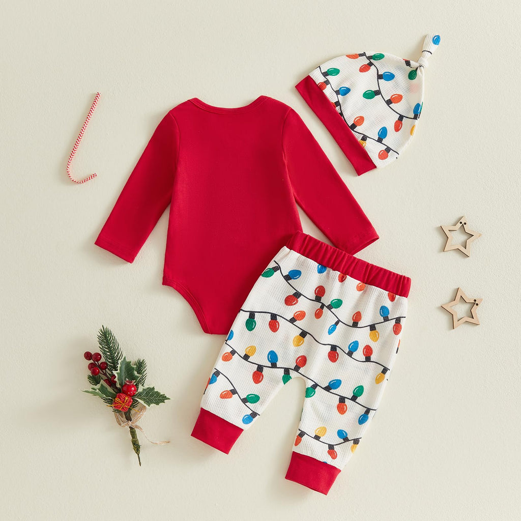 Christmas Baby Boy Outfit Romper Pants Hat W43585