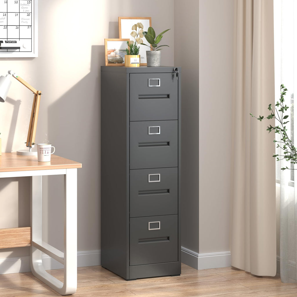 Black 4 Drawer Steel File Cabinet with Lock T2875