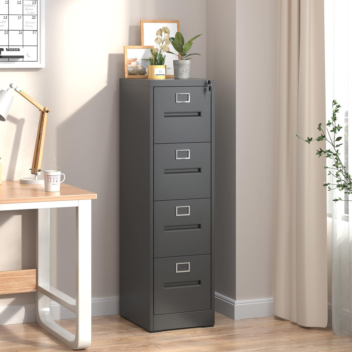 Black 4 Drawer Steel File Cabinet with Lock T2875