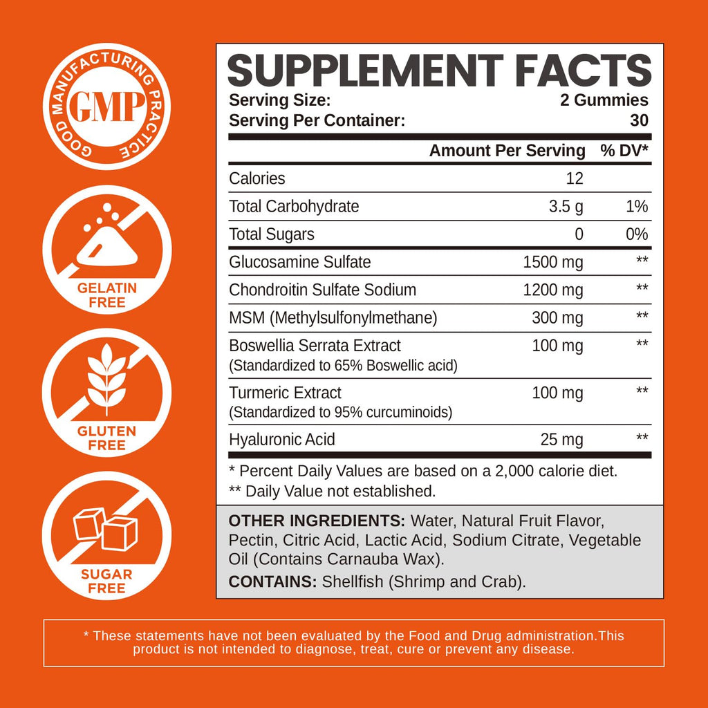 Sugar Free Glucosamine Chondroitin Gummies 60 Count M281986