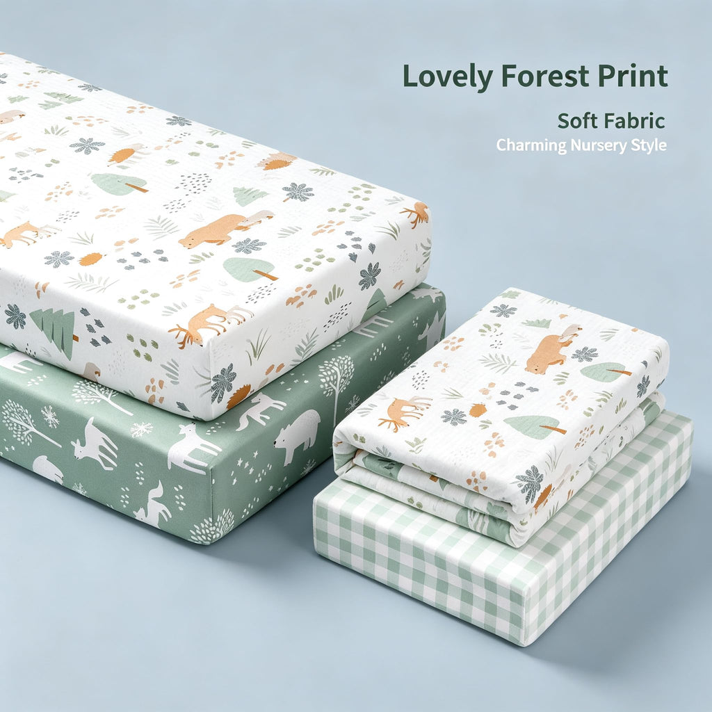 3 Pack Fitted Neutral Baby Crib Sheets S73072