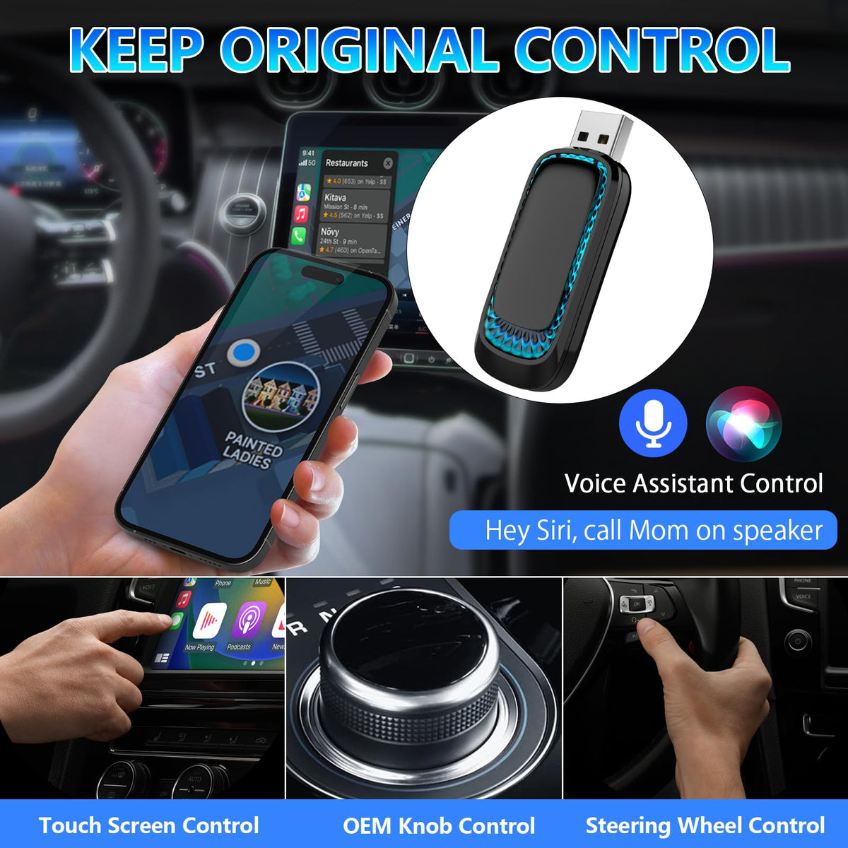 Wireless CarPlay Android Auto Adapter Q6033
