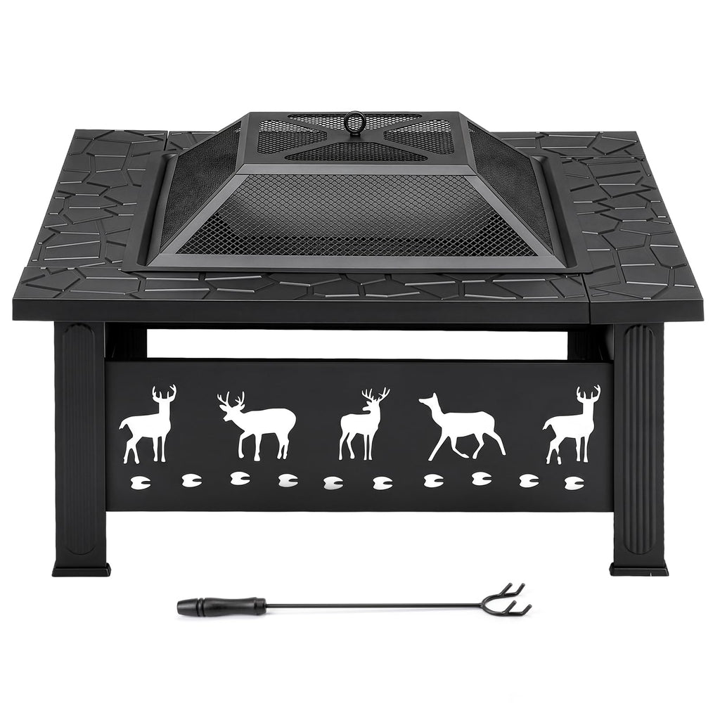 32 Inch Square Outdoor Fire Pit Table Q32707