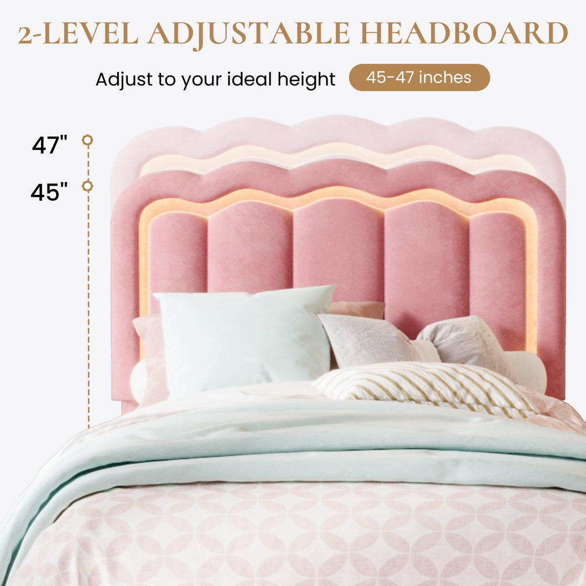 Twin Size Bed Frame with LED Lights and Storage Drawer O925219