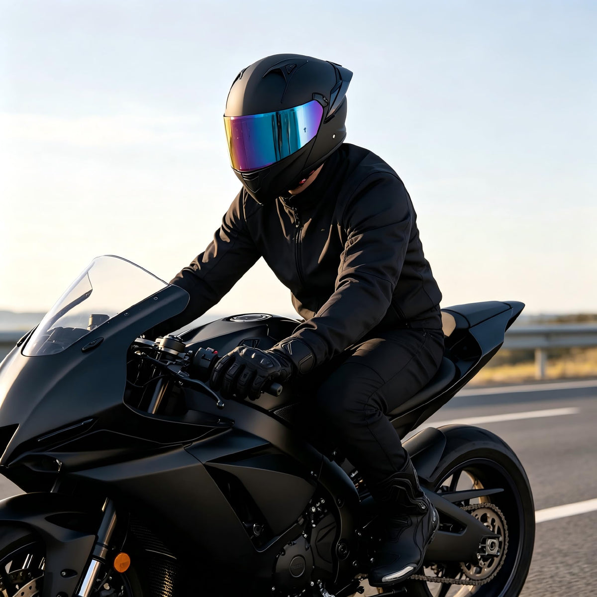 Modular Motorcycle Helmet Dual Visor Flip Up Full Face Matte Black XXL S486
