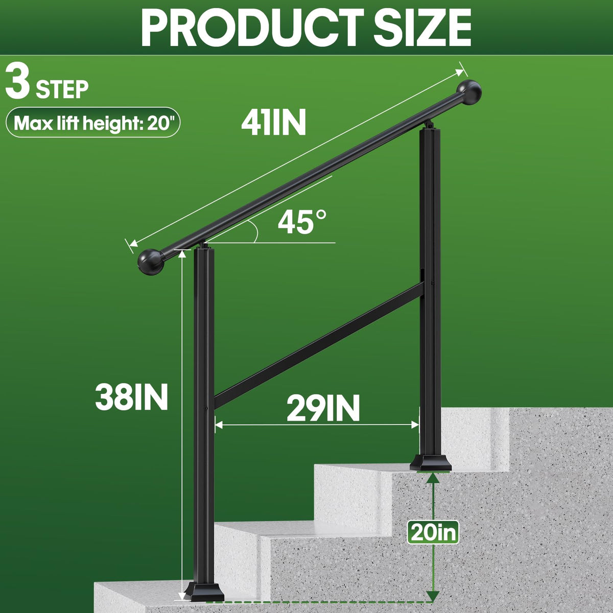 Adjustable Outdoor Stair Railing Q6495