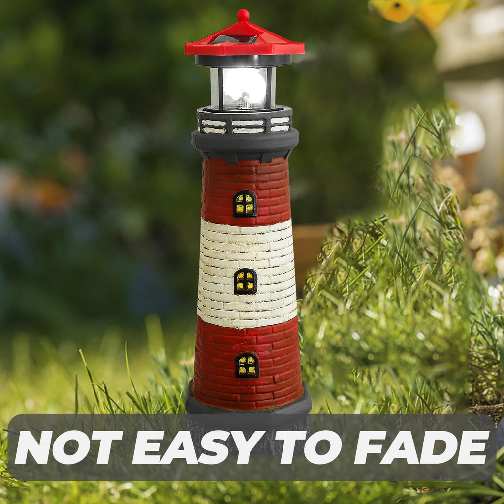 Solar Lighthouse Statue with LED Light 14.76 Inch Red K33371