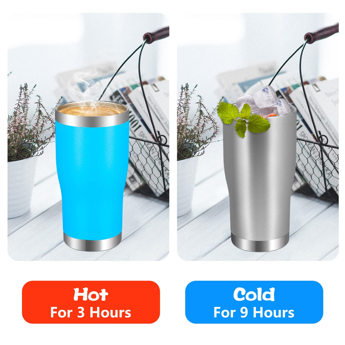 20oz Stainless Steel Insulated Tumbler with Lid And Straw P62667