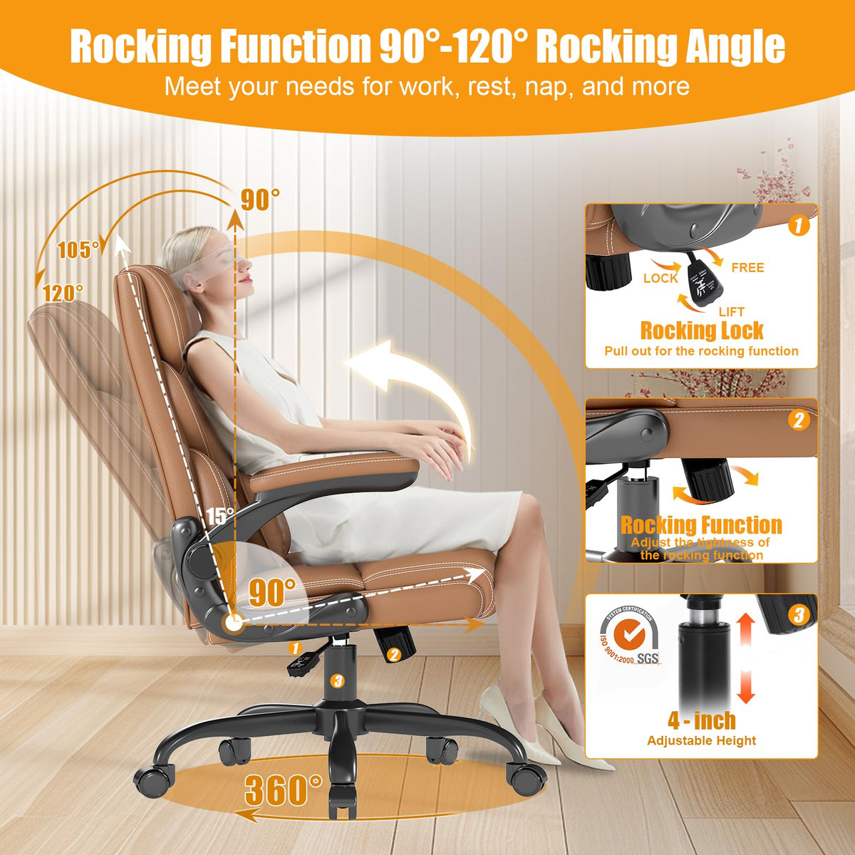 Ergonomic Office Chair with Flip-up Armrests D882
