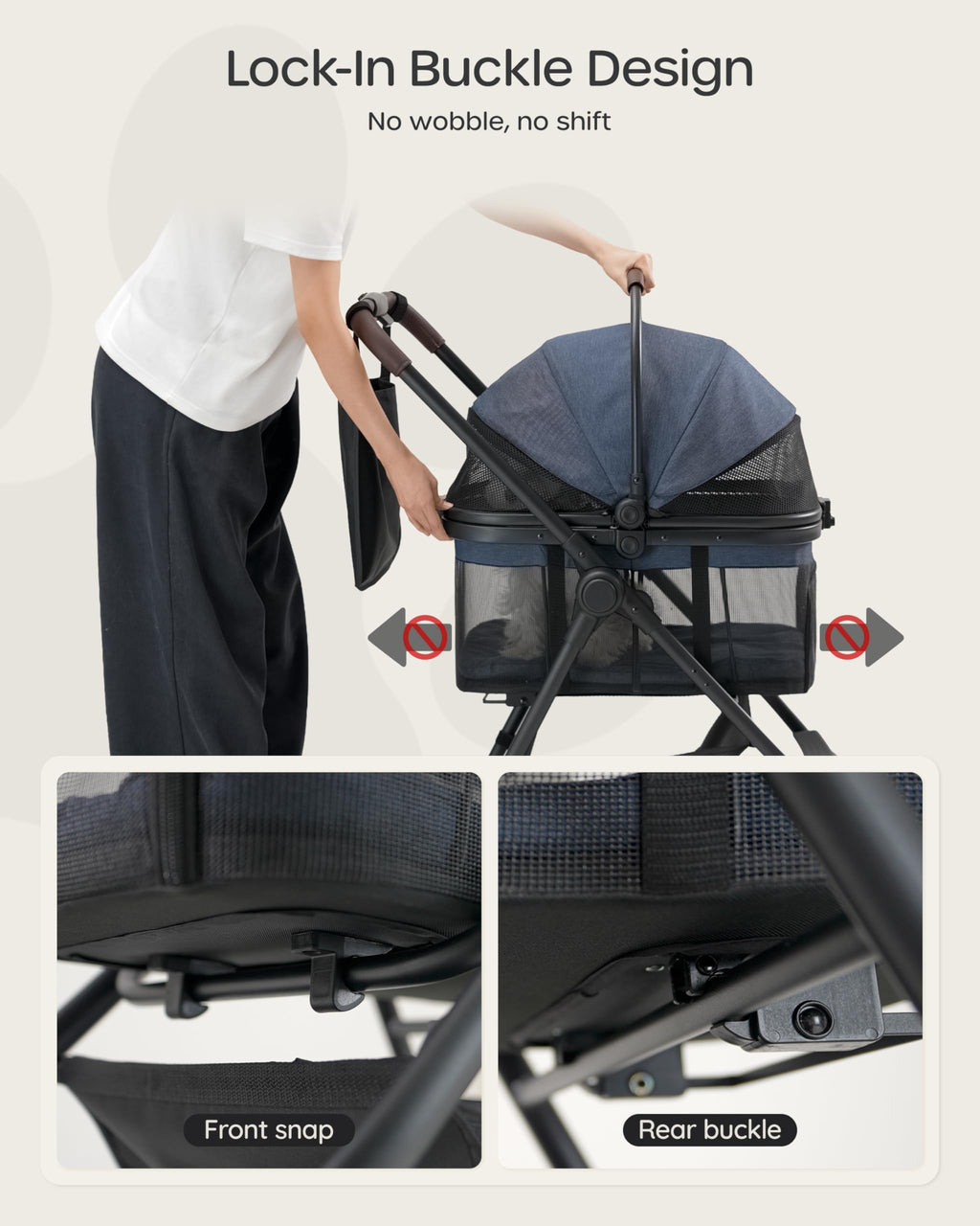 Foldable Pet Stroller with Detachable Carrier I43825