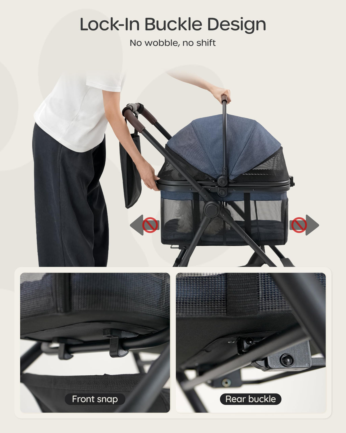 Foldable Pet Stroller with Detachable Carrier I43825