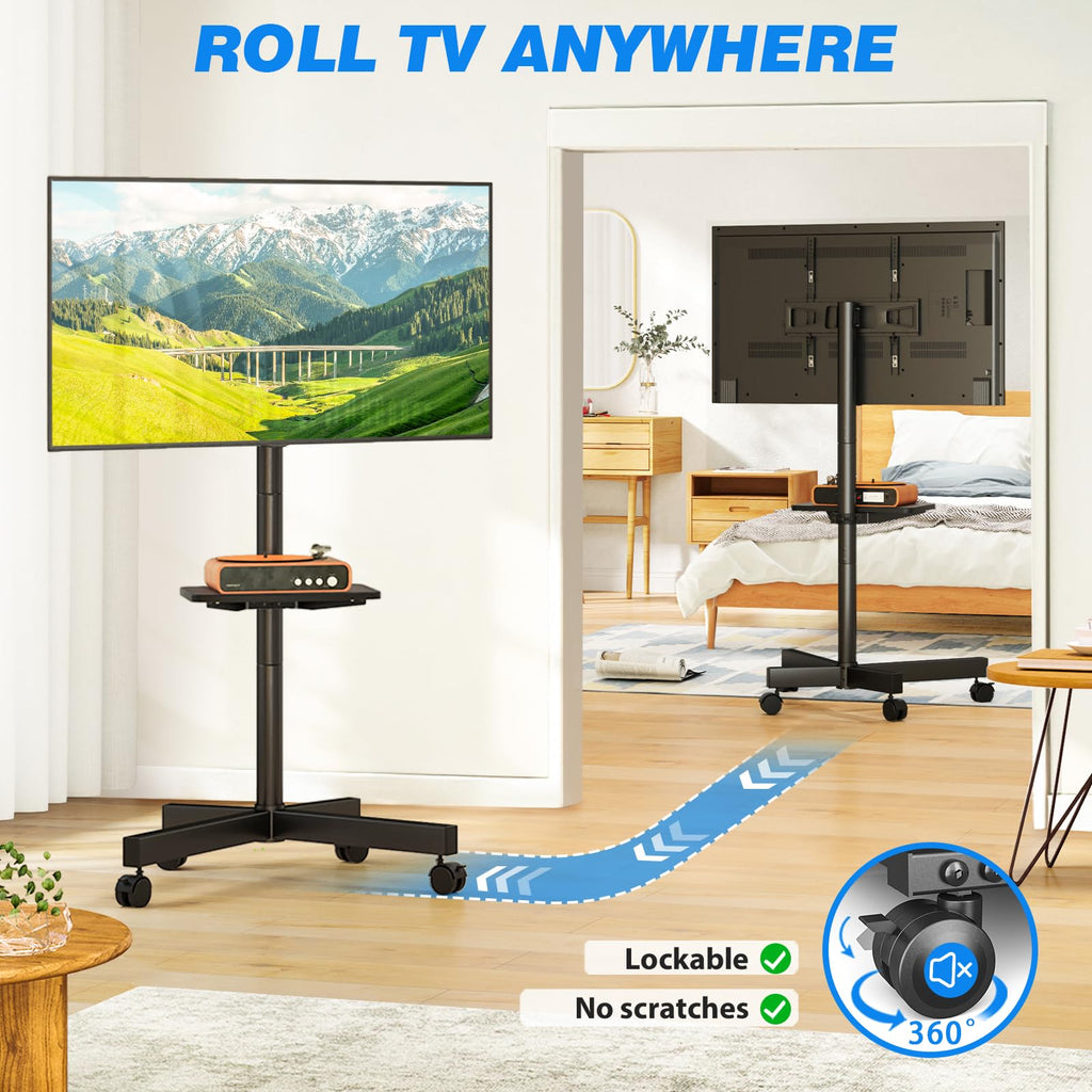 Mobile TV Stand for 23-65 Inch Flat Curved TVs Black P411